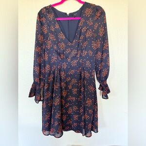Ann Taylor Black Dress with Rust Floral Print